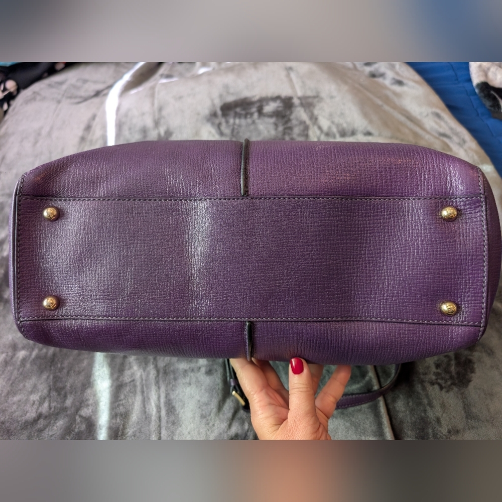 Tod's Purple Leather Satchel Handbag with Adjustable Strap - Picture 5 of 15